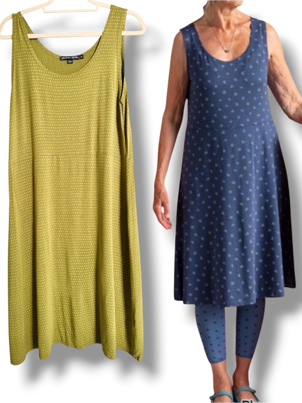 Gudrun Sjöden Molly Dolly Sleeveless Dress Size XL Green Yellow Blue Polka Dots
